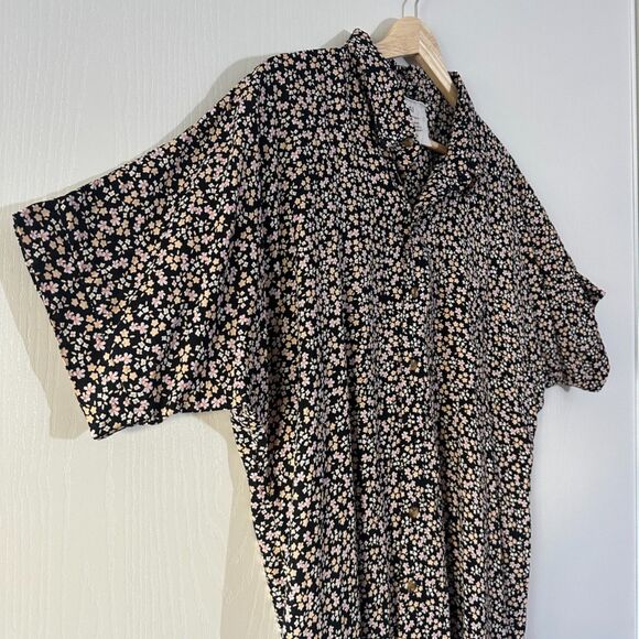 MAI Womens 100% Bamboo Floral Button Down Shirt Dress Beach Coverup Size Small - Picture 2 of 8